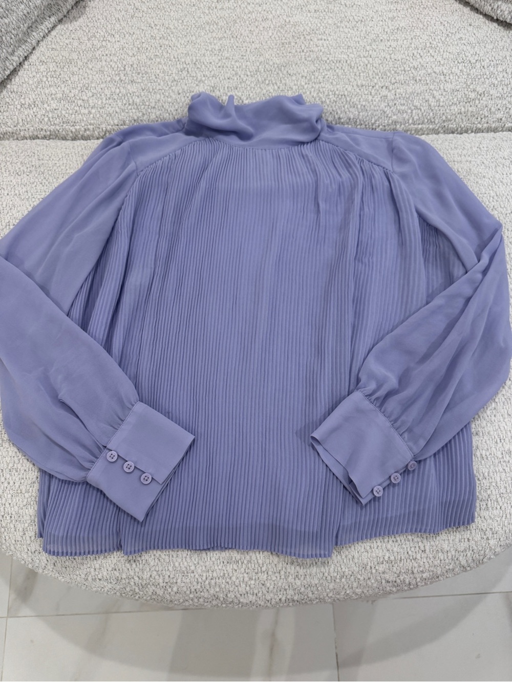 Ann Taylor Purple Pleated Long Sleeve Blouse Top